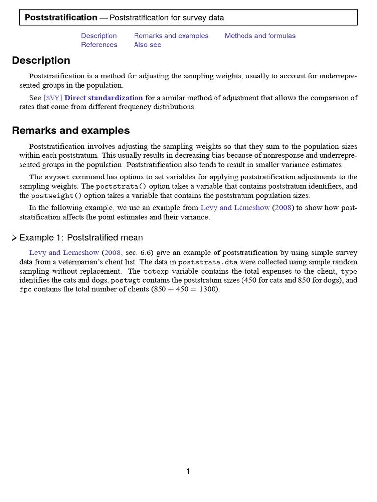 S Vy Post Stratification | PDF | Sampling (Statistics) | Variance