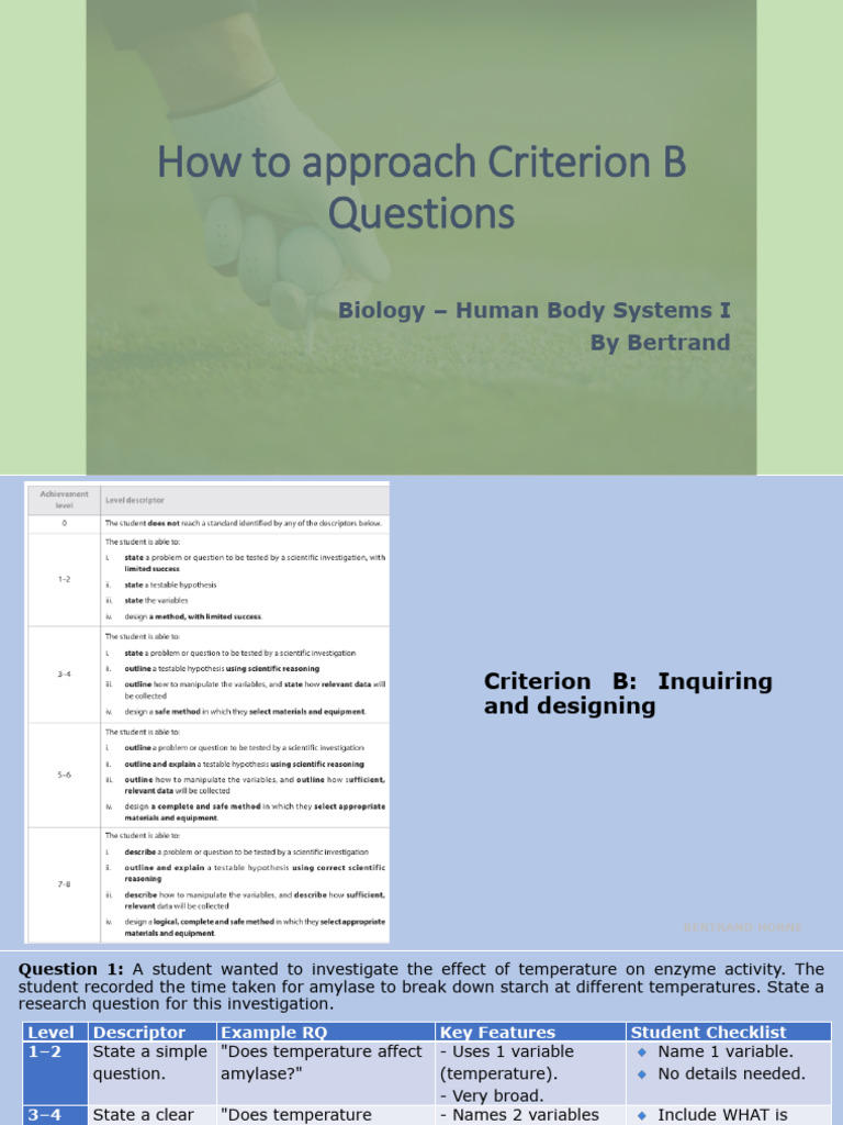 How To Approach Criterion B Questions | PDF | Hypothesis | Enzyme