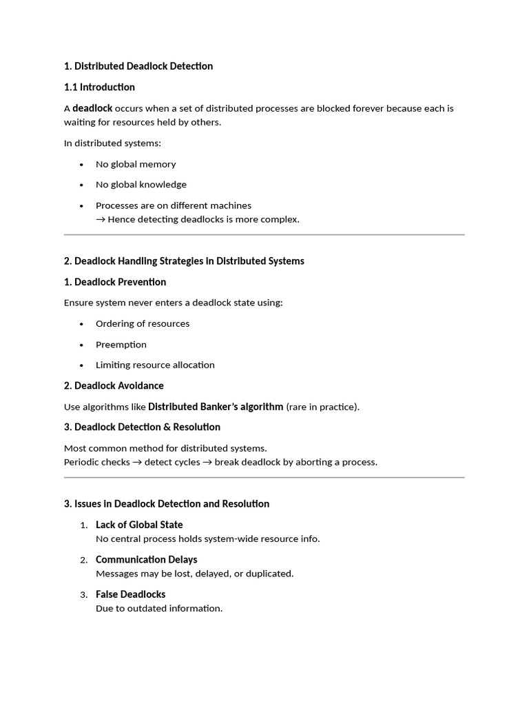Distributed Deadlock Detection Strategies | PDF | File System ...