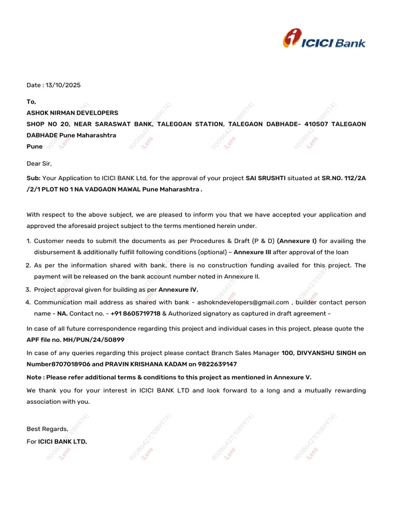 ICICI Bank Project Approval for Sai Srushti | PDF | Justice | Crime ...
