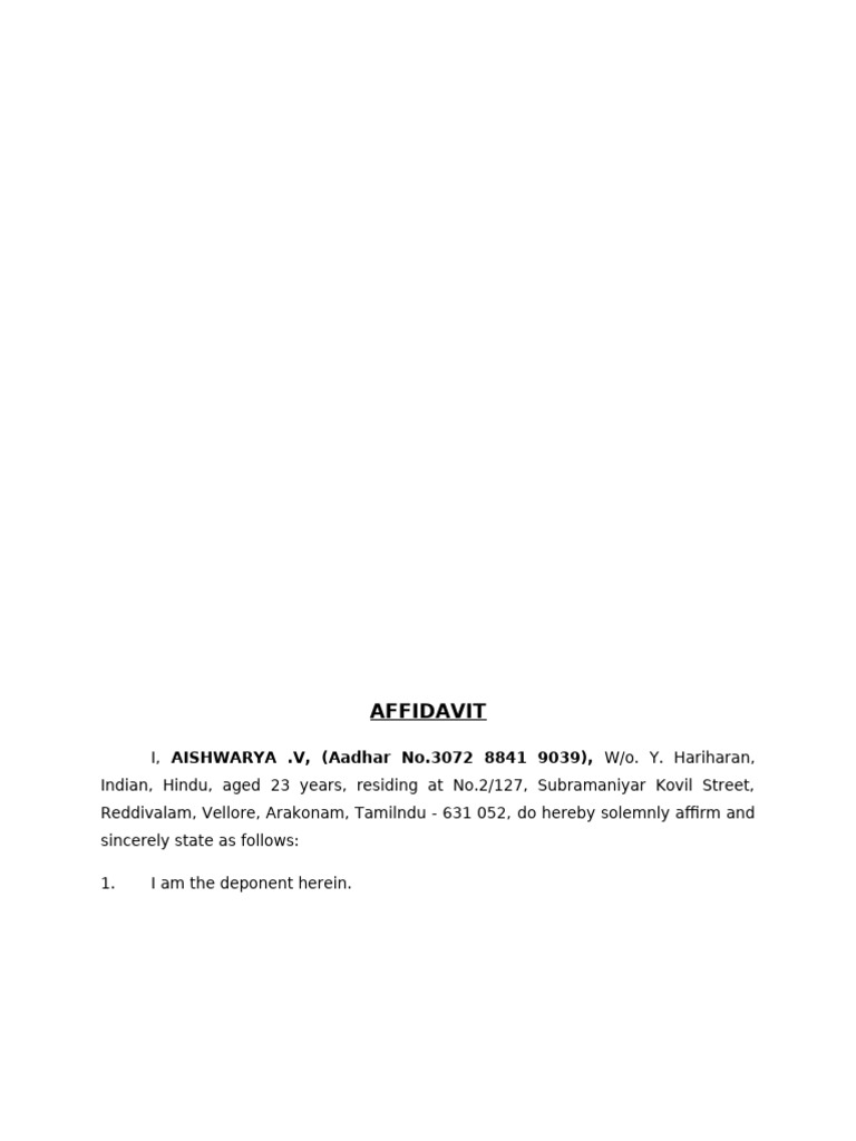 Affidavit for Address Change Request | PDF