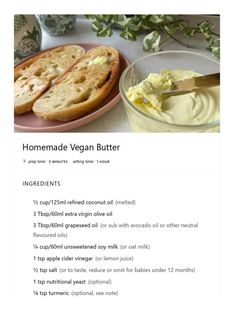 Easy Homemade Vegan Butter Recipe | PDF