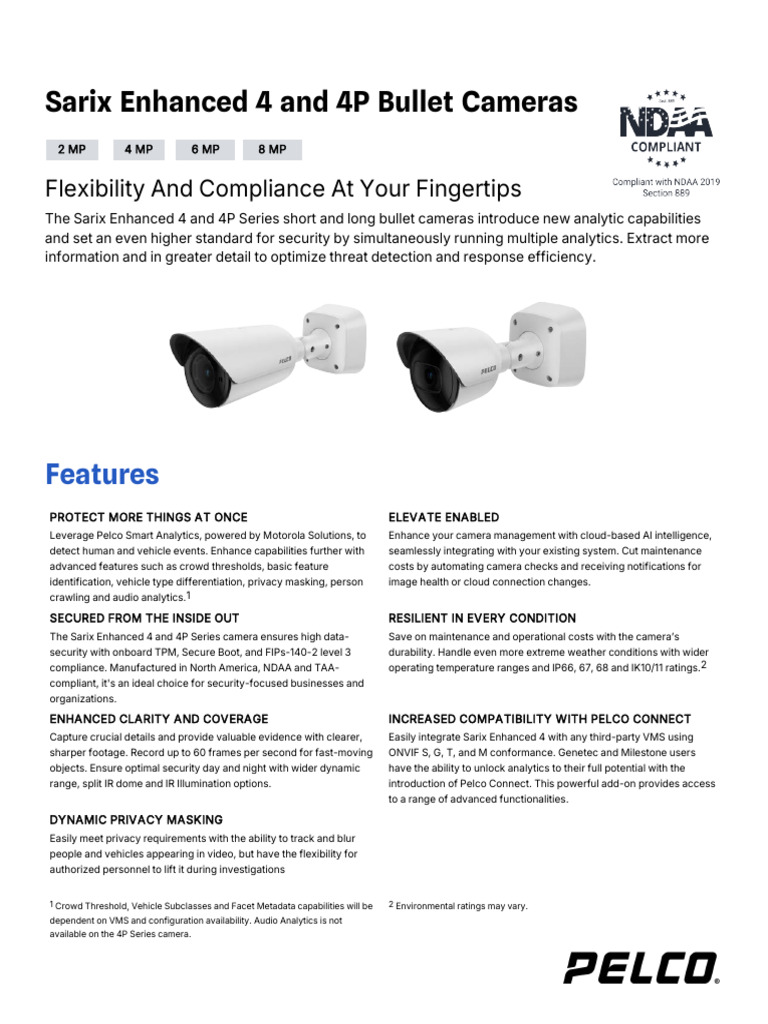 Sarix Enhanced Bullet Cameras Overview | PDF | Frame Rate | Camera