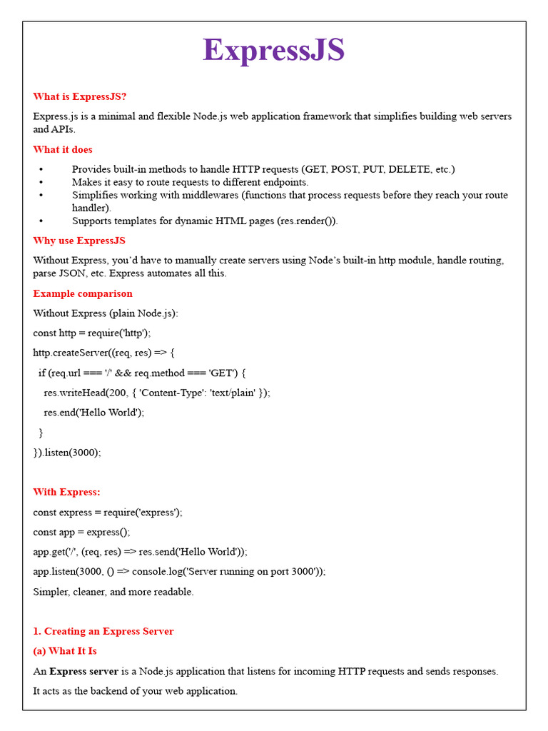 Introduction to ExpressJS Framework | PDF | Web Server | Internet & Web