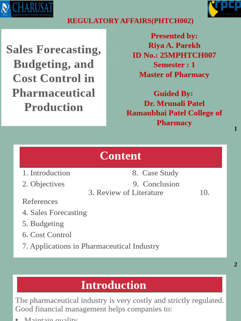 Pharma Sales Forecasting & Budgeting Guide | PDF | Forecasting | Cost ...