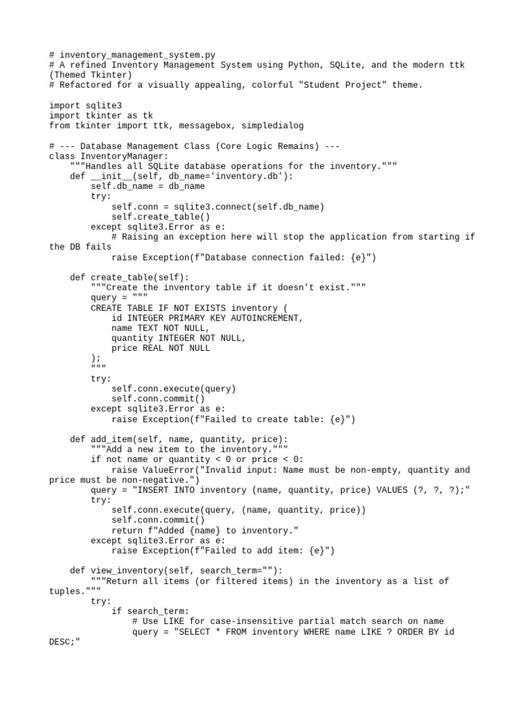 2.0Inventory.py | PDF | Computing | Databases