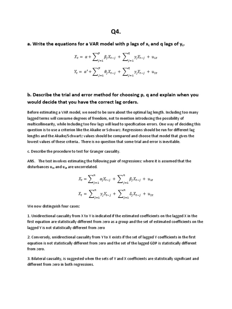 VAR Model Lag Selection & Granger Causality | PDF | Teaching Methods ...