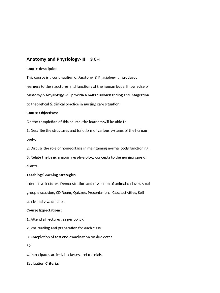 Anatomy and Physiology II Course Overview | PDF | Endocrine System ...
