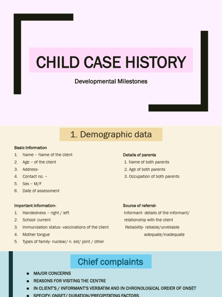Child Case History and Developmental Milestones | PDF | Human Diseases ...