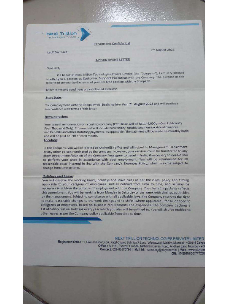 Offer Letter | PDF