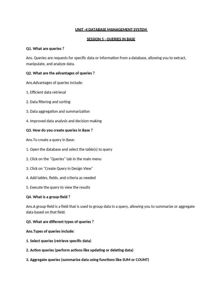 Database Queries and SQL Basics | PDF | Data Management | Information ...