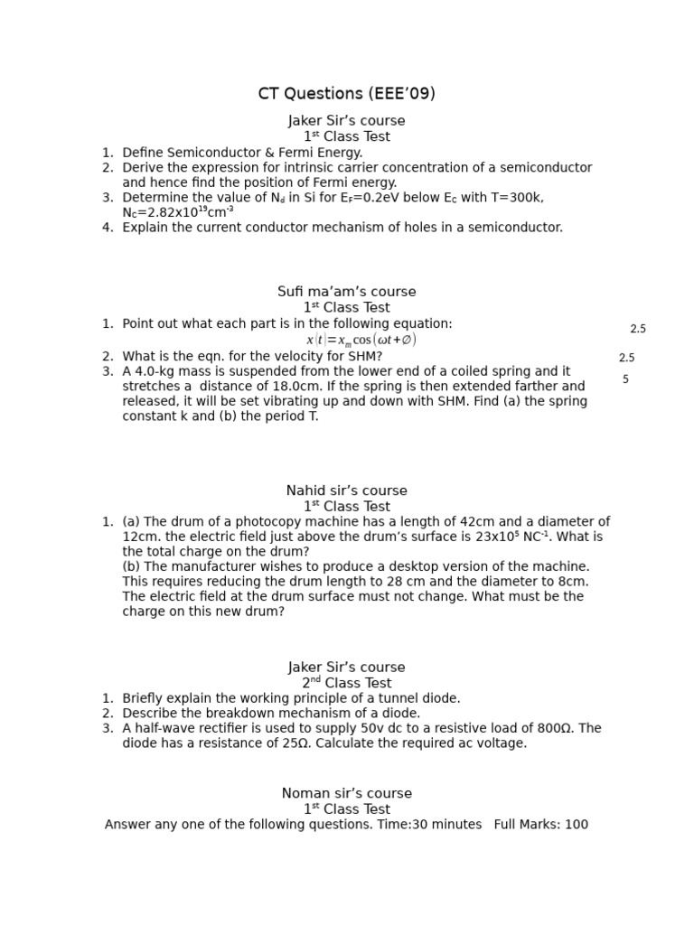 CT Questions | PDF | Electrical Impedance | Electronic Engineering