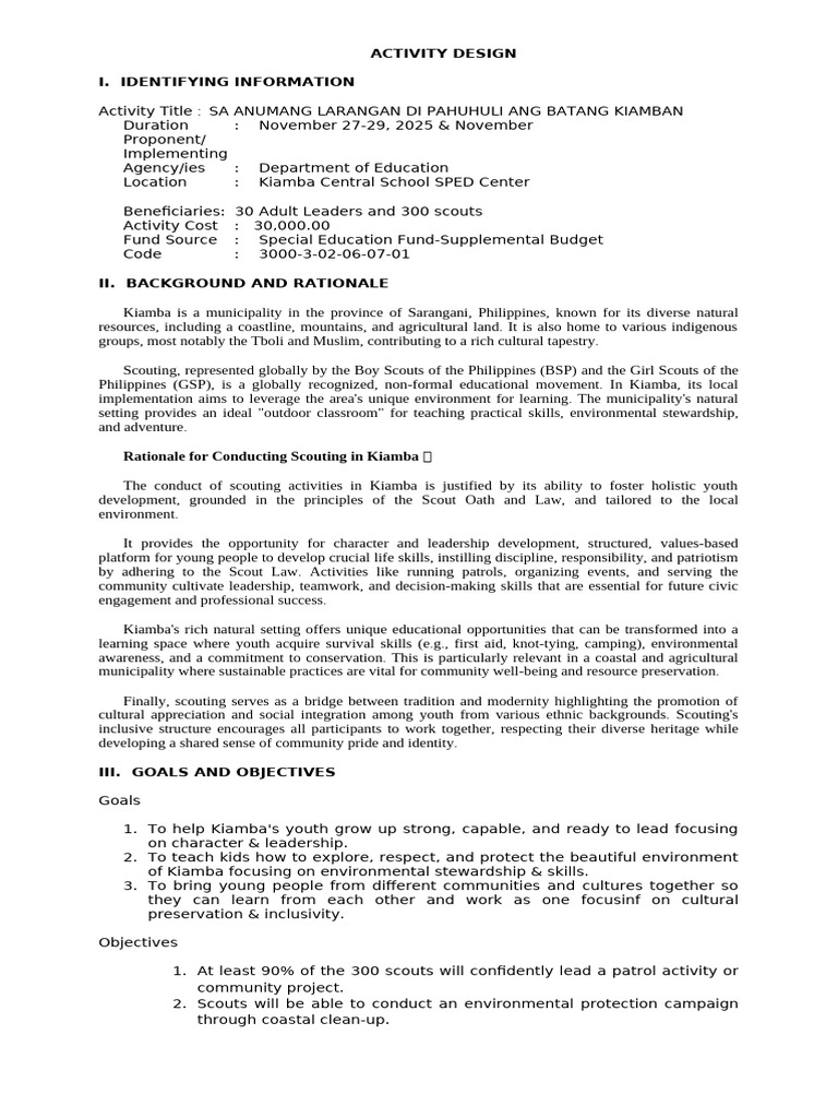 Activity-Design - Municipal Scouting | PDF | Scouting | Project Management