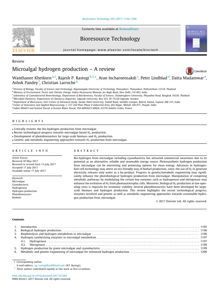 Microalgal Hydrogen Production Review | PDF | Photosynthesis ...