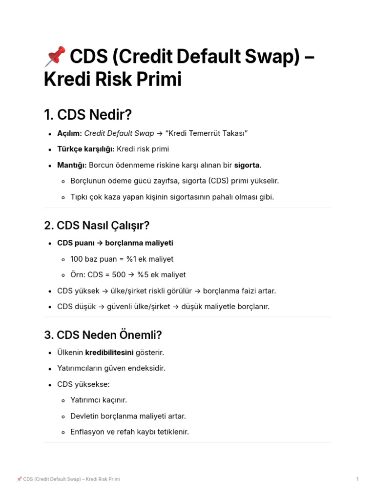 CDS (Credit Default Swap) Kredi Risk Primi | PDF