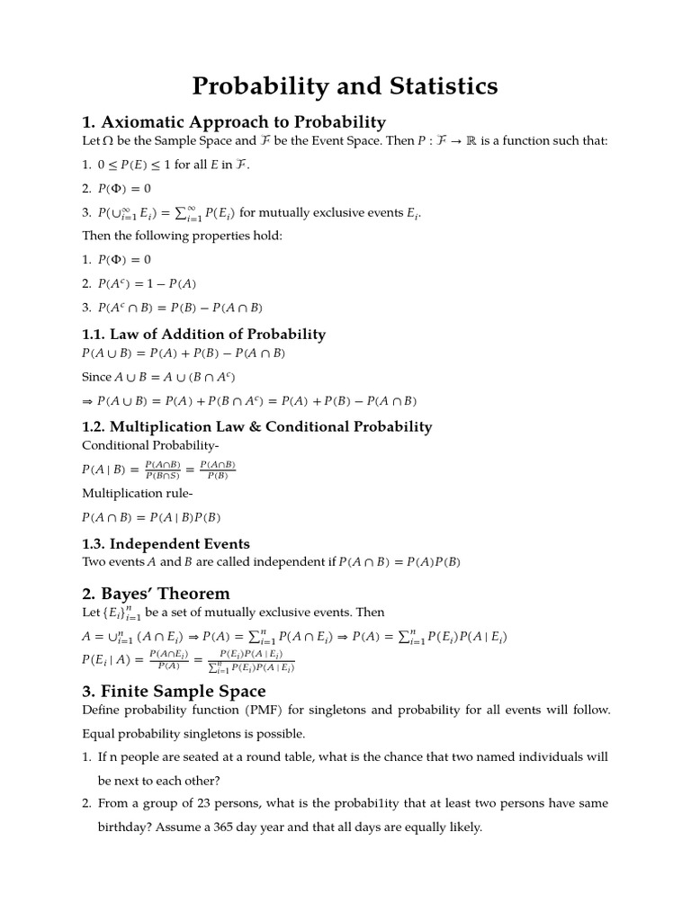 Probability and Statistics Concepts | PDF | Probability Distribution ...
