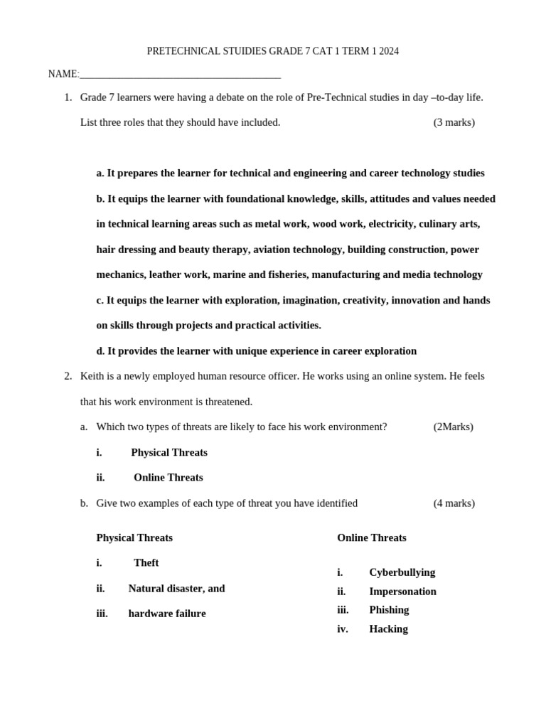 GRADE 7 PreTechnical Studies MS Targeter Wings 001 2024 | PDF ...