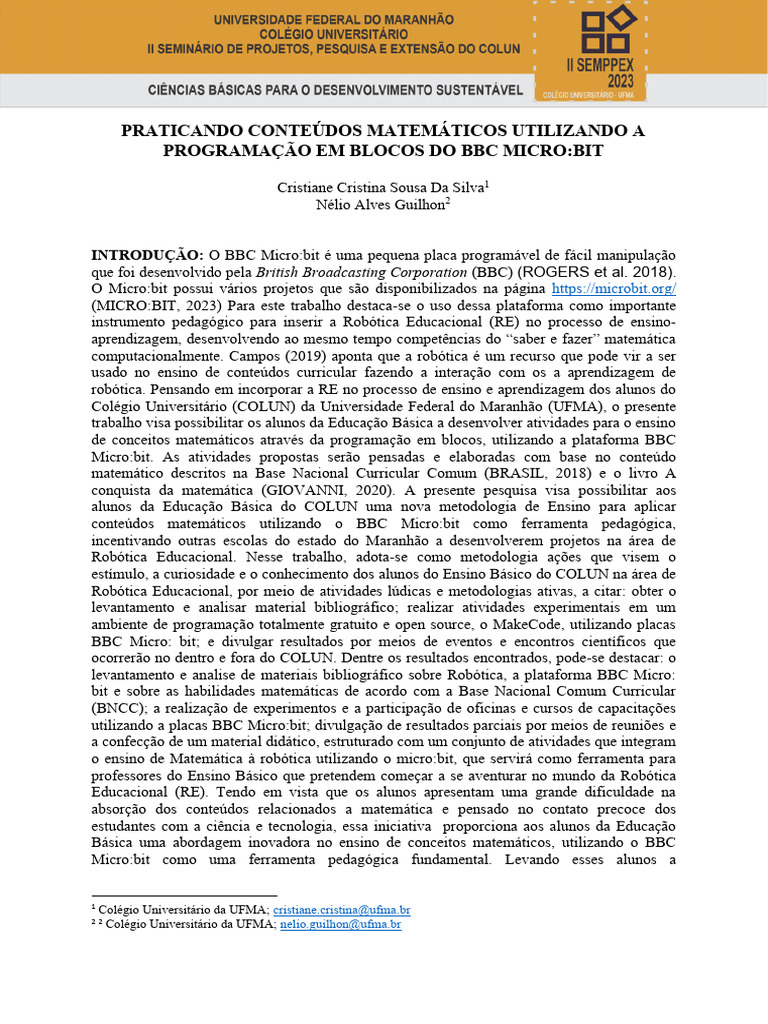 Matemática e Robótica com Micro:bit | PDF | Pedagogia | Matemática