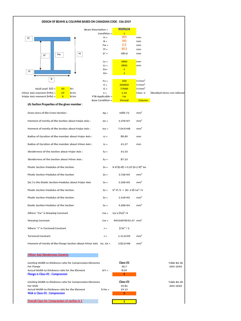 Beam Design and Various Design Worksheets | PDF | Bending | Buckling