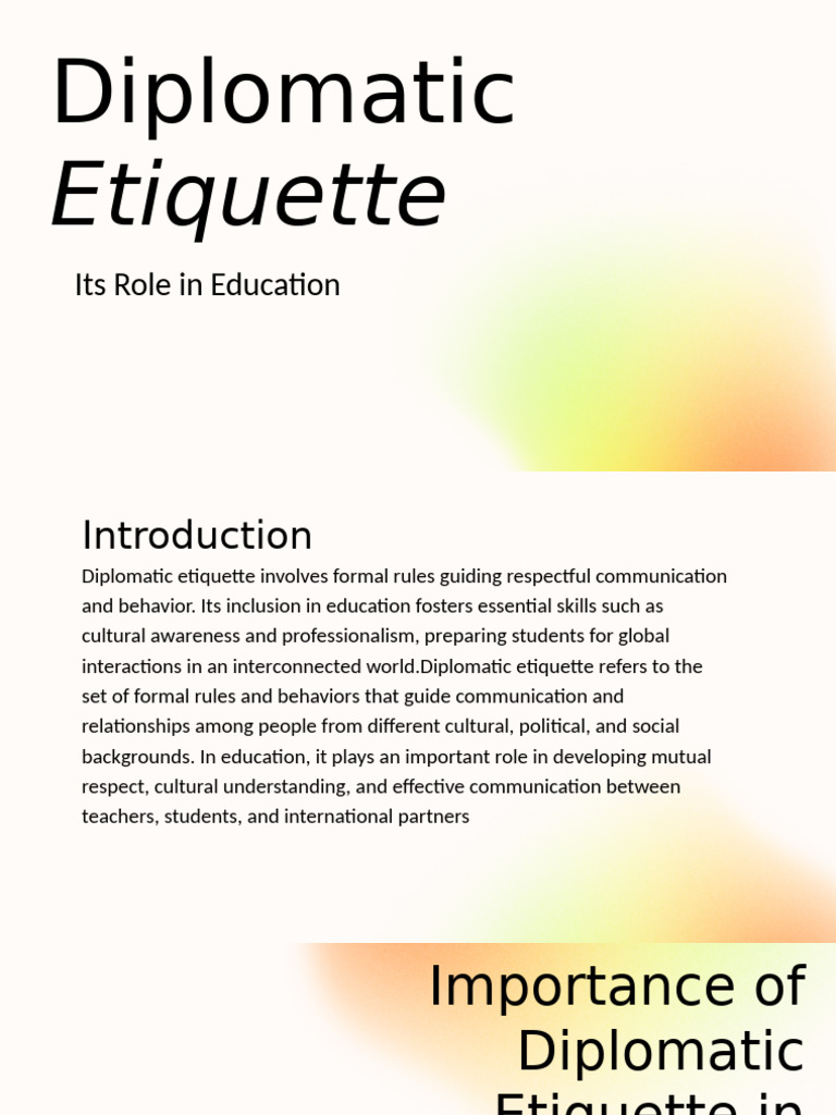 Diplomatic Etiquette | PDF | Etiquette | Communication