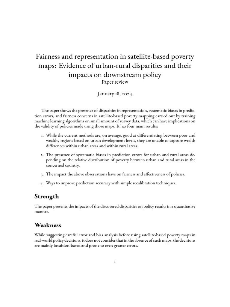 Urban-Rural Disparities in Poverty Mapping | PDF