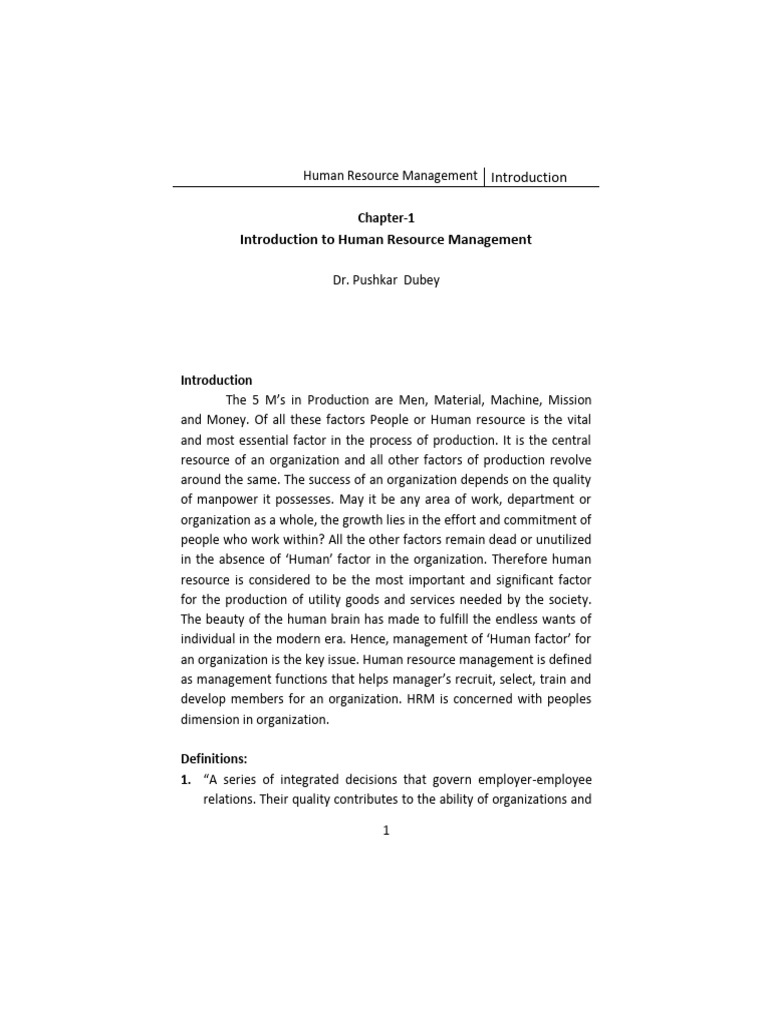 Ch-01 HRM | PDF | Human Resource Management | Human Resources
