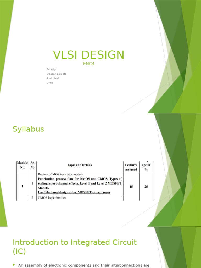 VLSI Design and Fabrication Overview | PDF | Mosfet | Field Effect ...