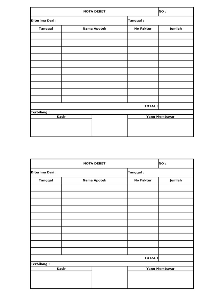 Format Nota Debet dan Kredit Apotek | PDF