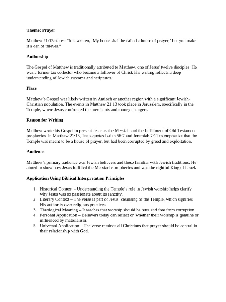 The Power and Purpose of Prayer | PDF | Gospel Of Matthew | Jesus