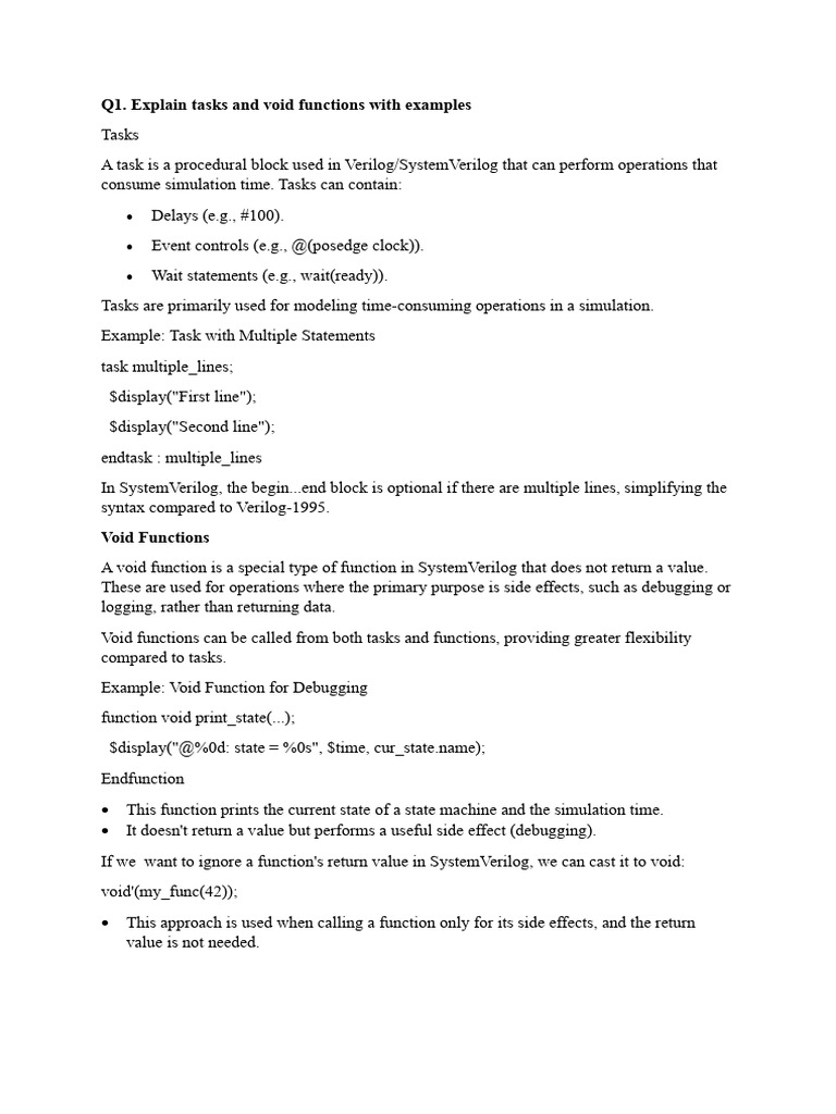 Understanding Tasks, Functions, and Assertions in SystemVerilog | PDF ...