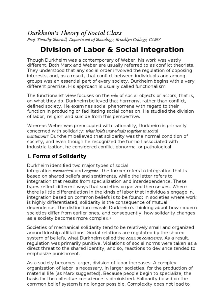 Division of Labor & Social Integration | PDF | Émile Durkheim | Solidarity