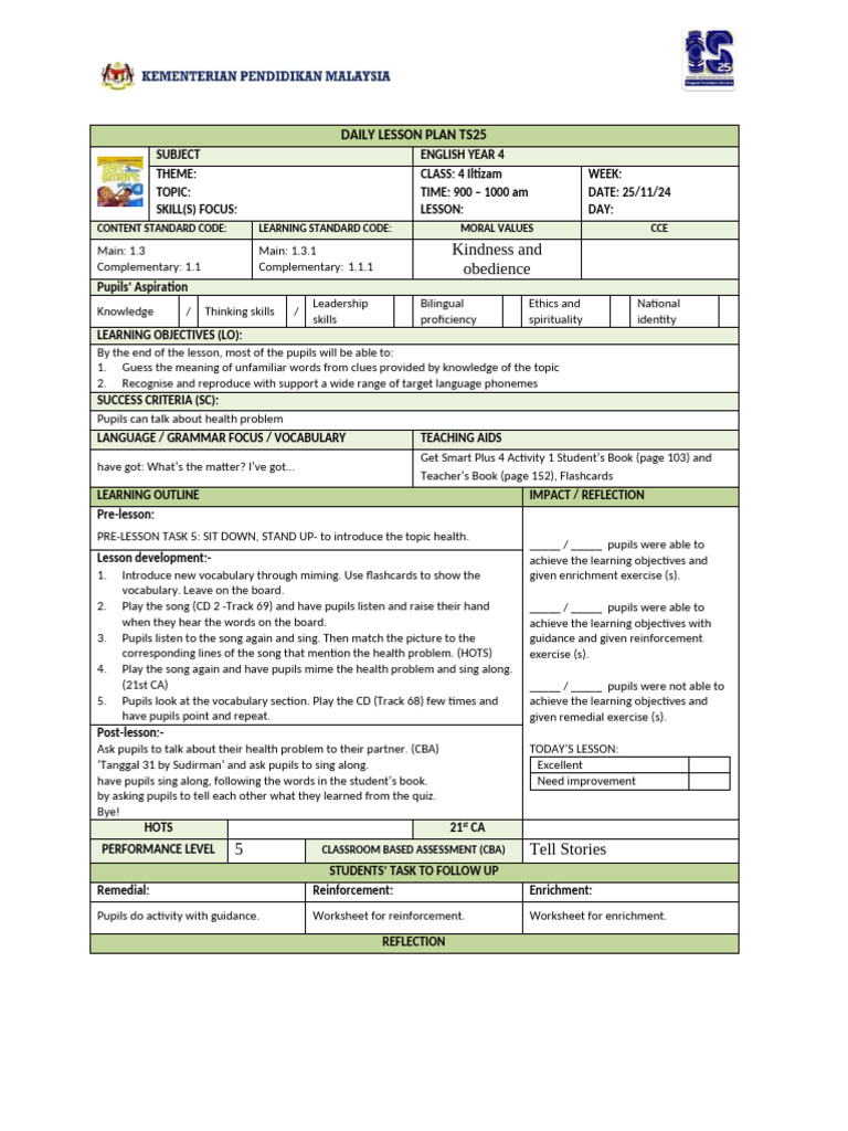 Bi Y4 TS25 Module 10 (LP145-160) | PDF | Lesson Plan | Learning