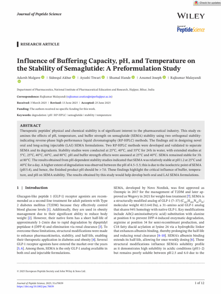 semaglutide temperature stability Solubility of a semaglutide, b 1.1 kDa reference peptide, c 14.4 kDa What Happens If Semaglutide Gets