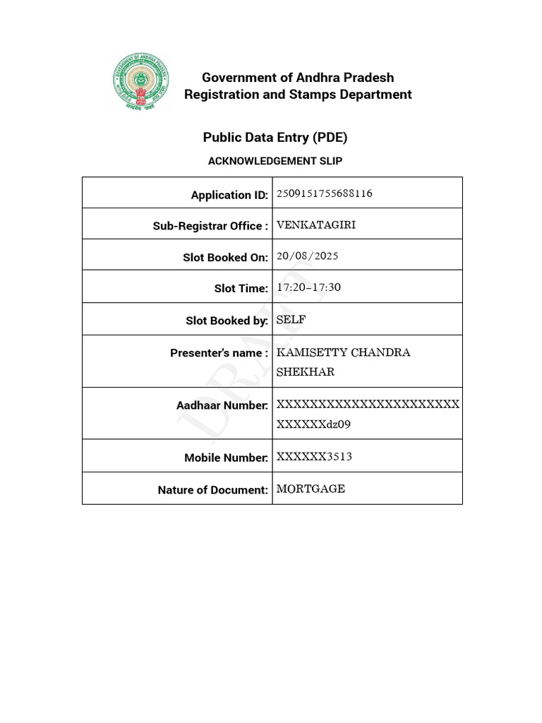 Slot Booking Slip | PDF