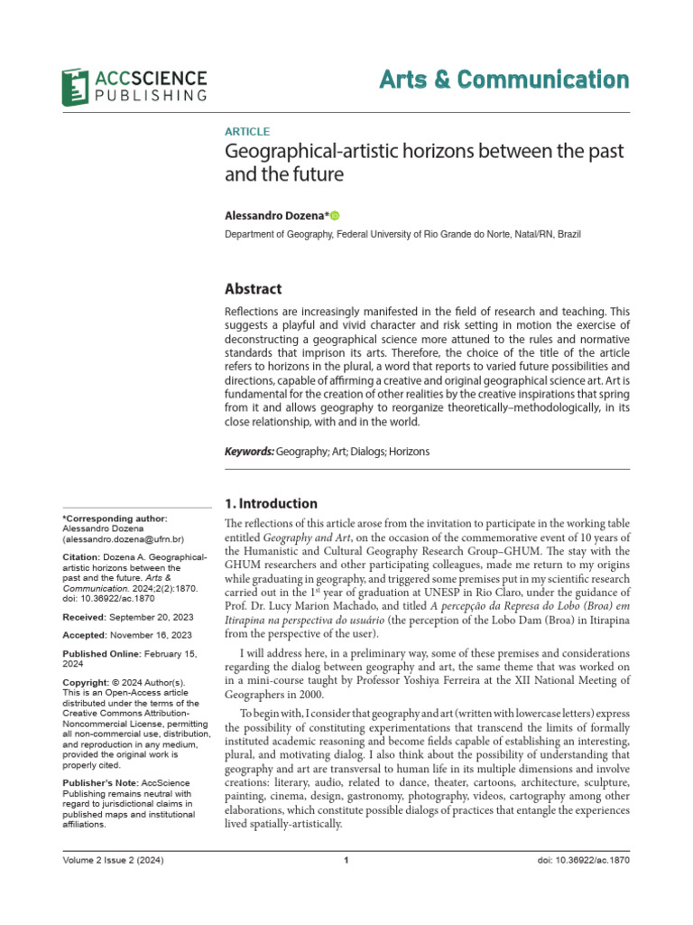 Geographical-Artistic Horizons Between The Past and The Future | PDF ...