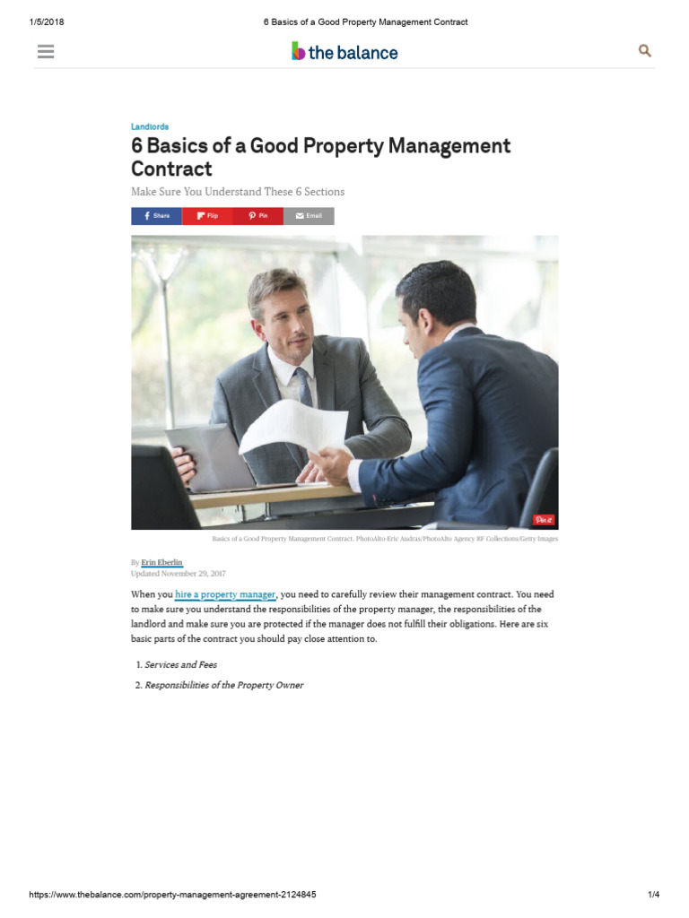 Key Elements of Property Management Contracts | PDF | Landlord | Legal ...