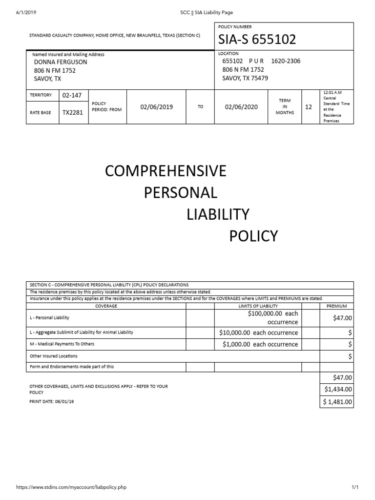 SCC - SIA Liability Page | PDF | Insurance | Private Law