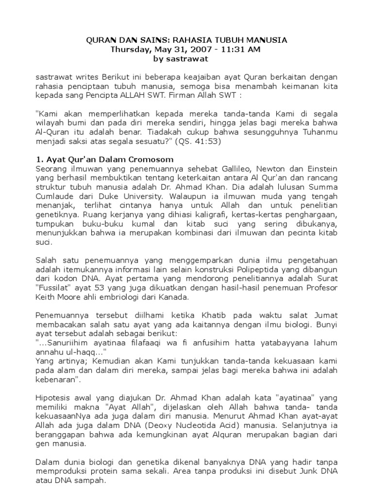Quran Dan Sains Rahasia Tubuh Manusia Pdf