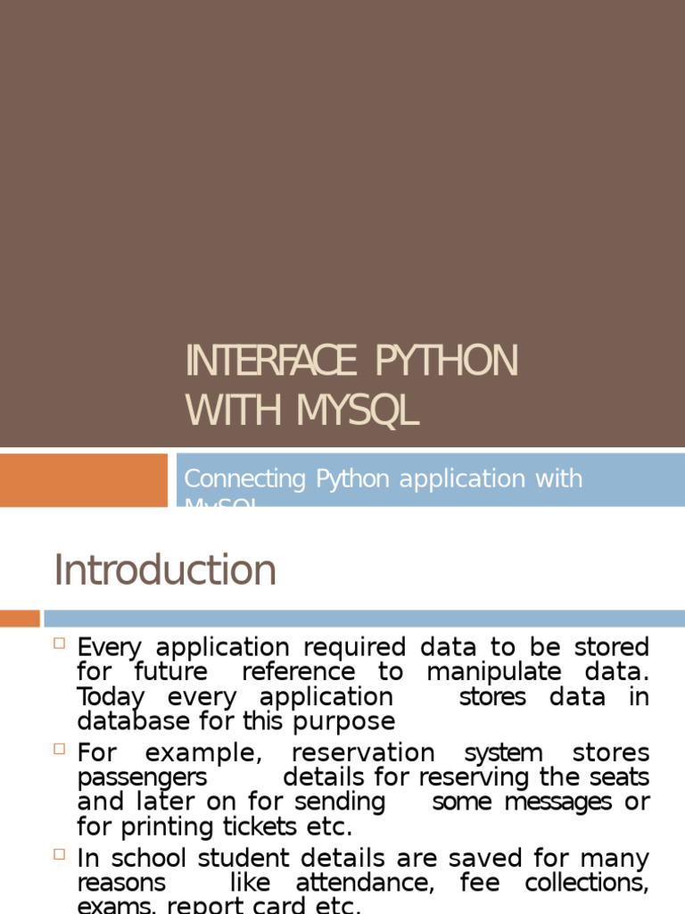 Connect Python to MySQL Database | PDF | My Sql | Databases