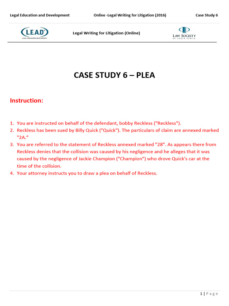 Case+Study+6 2016 | PDF | Lawsuit | Negligence