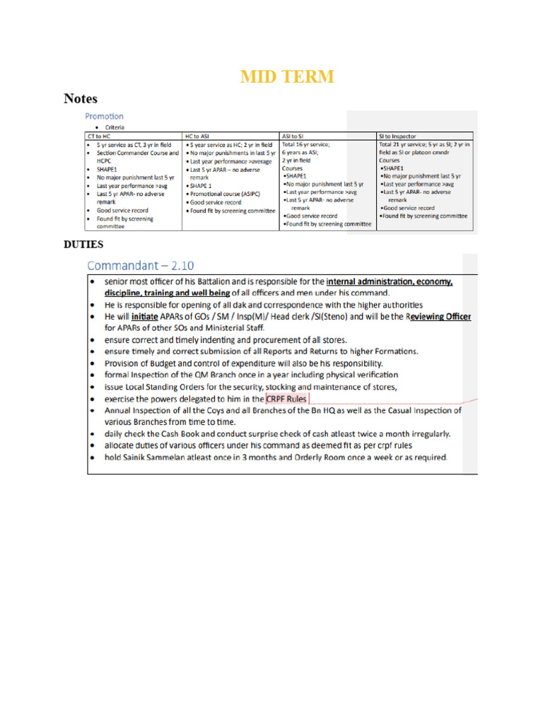 Mid Term Notes on Duties and Procedures | PDF | Assault | Robbery