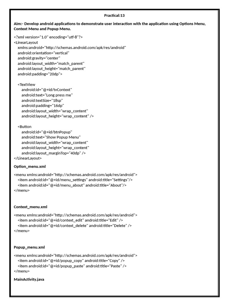 Practical 13 | PDF | Android (Operating System) | Mobile Software