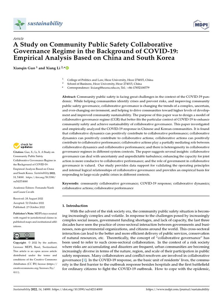 A Study On Community Public Safety Collaborative Governance Regime in ...