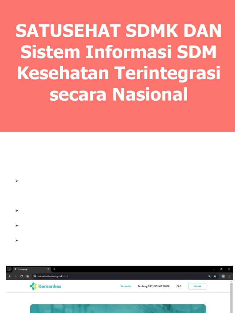 Portal SATUSEHAT SDMK: Integrasi Data Kesehatan | PDF