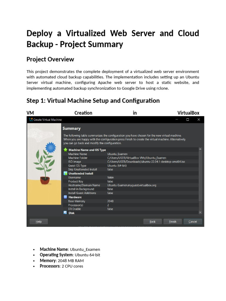 Deploy A Virtualized Web Server and Cloud Backup | PDF | Backup ...