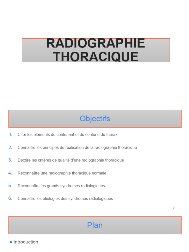 Radiographie Thoracique : Guide Complet | PDF | Thorax | Poumon