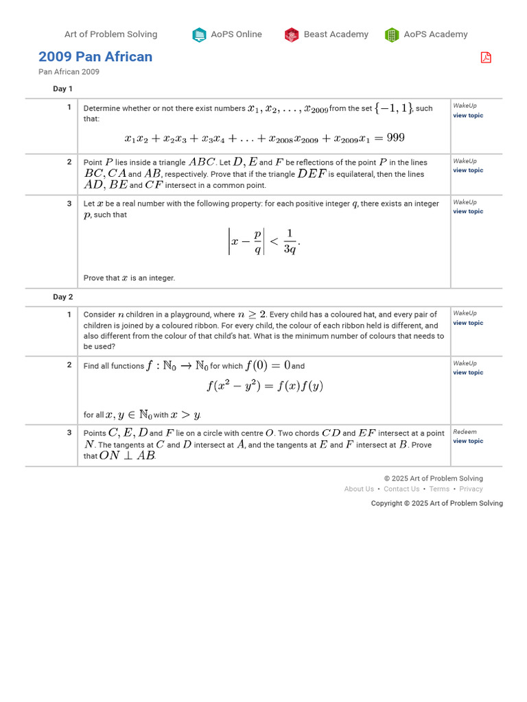 Pan African Math Competition 2009 Solutions | PDF | Triangle ...