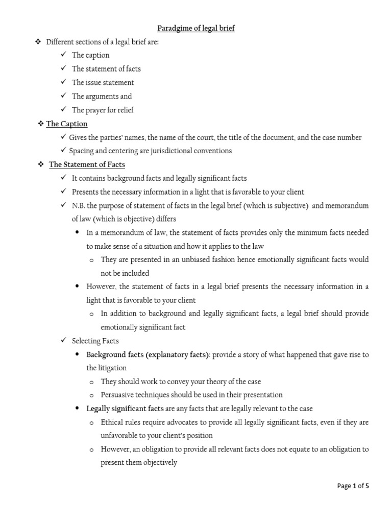 Legal Brief Structure and Writing Guide | PDF | Argument | Brief (Law)