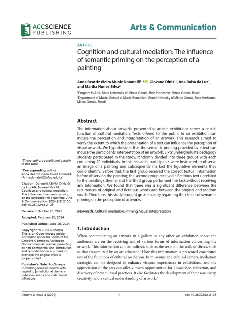 Cognition and cultural mediation: The influence of semantic priming on ...