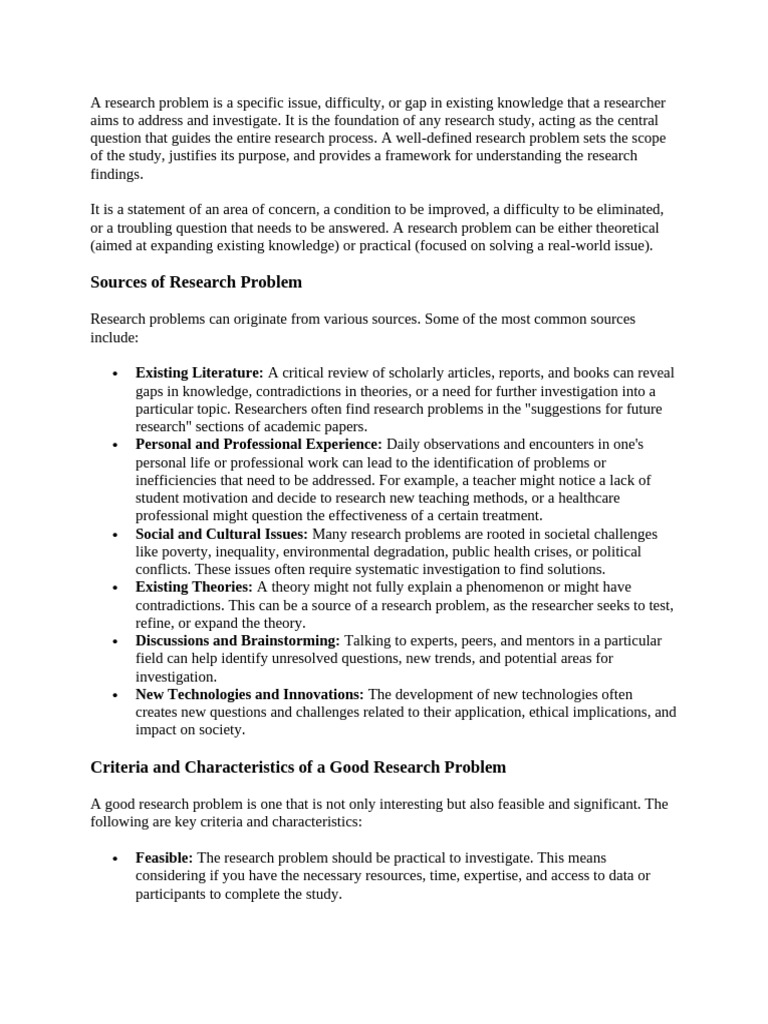Defining Effective Research Problems | PDF | Knowledge | Theory
